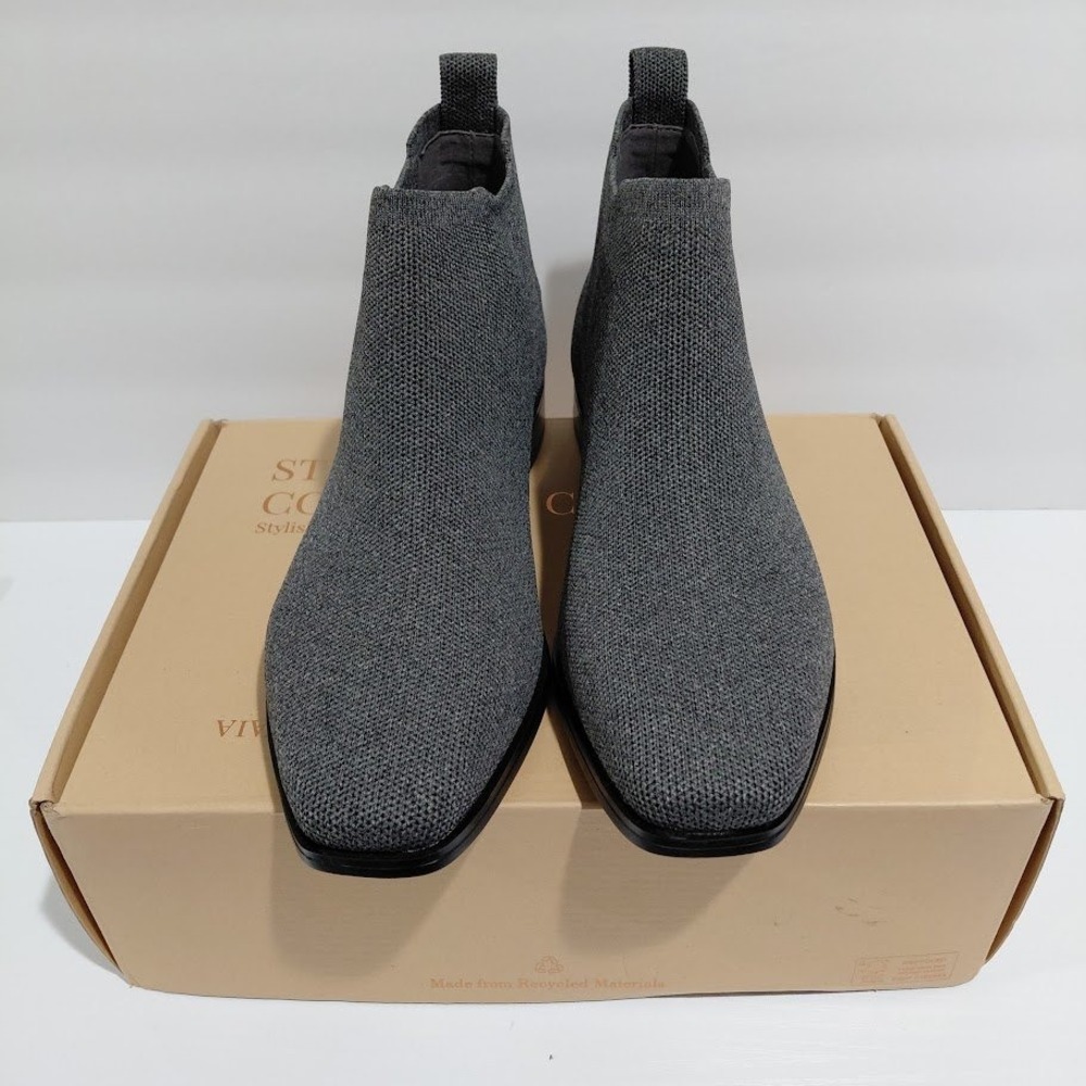 Vivaia Grey Knit Square Toe Chelsea Ankle Boot Women 39 Sustainable Eco Friendly - Picture 11 of 14